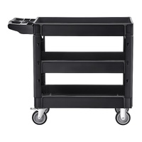Utility Service Cart, 550 LBS Laod Capacity, 3 Shelf Heavy Duty Plastic Rolling Utility Cart with 360° Swivel Wheels (2 with Brakes), Ergonomic Storag