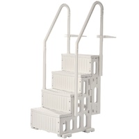4-Step White Robust Pool Ladder of 2 Handrails for 1219.2-1371.6 mm Pools