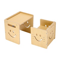 Montessori Weaning Table and Chair Set, 3 In 1 Wooden Toddler Table and Chairs with Chalkboard, Adjustable Height Montessori Table for Ages 1-5, Ideal