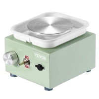 Mini Pottery Wheel, 0-320RPM Adjustable Speed Detachable Basin Forming Machine, 2.56in/3.94in 2 Turntables Electric Ceramic Wheel Machine, 18pcs Acces