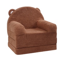 Baby Chair Foldable 2-in-1 Baby Lounger Couch Cartoon Kids Sofa Brown
