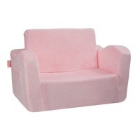 Baby Chair Foldable 2-in-1 Comfy Baby Lounger Couch Kids Sofa Pink