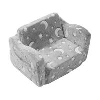 Fold-out Kids Sofa, Glow-in-the-Dark Kids Couch Chair, 2-in-1 Children Convertible Sofa to Lounger, Extra Soft Flip-out Toddler Couch for Siting and S