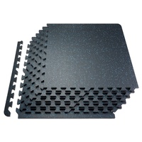 0.56 Inch Thick Gym Floor Mats, 6 Tiles Rubber Top with EVA Foam, 25" x 25" Gym Flooring Workout Mats with 25 sq.ft Coverage, Interlocking Puzzle Gym 
