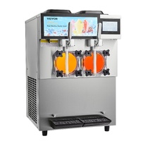 Commercial Slushy Machine, 2 x 12L / 3.17 Gal Double Tanks, Cool and Freeze Modes, Stainless Steel Margarita Smoothie Frozen Drink Maker, Slushie Mach