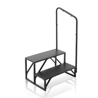 RV Steps, 2-Step RV Stairs, 199.58KGS Load Capacity, Thickened Carbon Steel, With Handrail, Non-Slip Steps for Safe Entry and Exit, Suit for RV, Trail