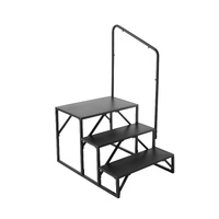 RV Steps, 3-Step RV Stairs, 199.58KGS Load Capacity, Thickened Carbon Steel, With Handrail, Non-Slip Steps for Safe Entry and Exit, Suit for RV, Trail