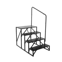 RV Steps, 4-Step RV Stairs, 199.58KGS Load Capacity, Thickened Carbon Steel, With Handrail, Non-Slip Steps for Safe Entry and Exit, Suit for RV, Trail