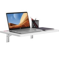 Wall Mounted Folding Table, Wall Mount Drop Leaf Tables, Wooden Floating Desk for Dining, Laundry Room, Office, 23.6" x 15.6" Fold Down Desk with Carb