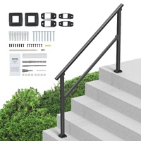 Handrails for Outdoor Steps, 4-5 Step Stair Hand Rail Kit, Transitional Carbon Steel Railings with Installation Kit, Stair Rails for Seniors, Concrete