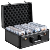 Graded Card Storage Box, 4 Slots, Graded Sports Cards Holder Carrying Case with Coded Lock Foam Dividers, for 120 PSA Graded Cards 84 BGS Cards 96 SGC