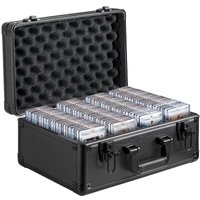 Graded Card Storage Box, 4 Slots, Graded Sports Cards Holder Carrying Case with Key Lock Foam Dividers, for 96 PSA Graded Cards 68 BGS Cards 76 SGC Ca