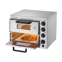 Commercial Pizza Oven Countertop, 14-Inch Double Deck Layer, Stainless Steel Electric Pizza Oven with Stone and Handle, Multipurpose Indoor Pizza Make