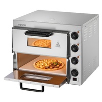Commercial Pizza Oven Countertop, 16-Inch Double Deck Layers, Stainless Steel Electric Pizza Oven with Stone and Handle, Multipurpose Indoor Pizza Mak