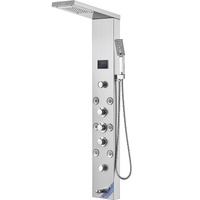 Shower Panel System, 6 Shower Modes, LED & Screen Hydroelectricity Shower Panel Tower, Rainfall, Waterfall, 8 Massage Jets, Tub Spout, Handheld Shower