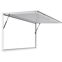 Concession Window 188x102cm, Aluminum Alloy Frame Service Window for Food Truck, Up to 85 Degrees Stand Serving Window with Awning Door and Drag Hook,