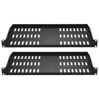 2PCS 1U Server Rack Shelf, 254mm Depth, 22.68kg Max Load Capacity Vented Cantilever or Wall Mount Rack Mount Shelf with Tray, Good Air Circulation for