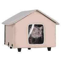 Elevated Heated Cat House, Outdoor Kitty Shelter with Timer, 600D Oxford Cloth Foldable Cat Shelter with Heated Pad for Winter to Stay Warm and Cozy, 