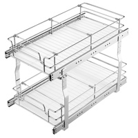 12"Wx21"Dx15"H Pull Out Cabinet Organizer, Heavy Duty Slide Out Pantry Shelves, Steel Roll Out Drawers, Sliding Drawer Storage for Home Under Sink, 13