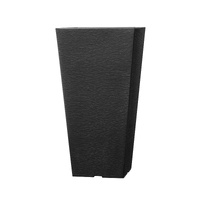 Tall Planter, Set of 2 Tall Square Tapered Planters, 57 cm Large Modern Gardening and Flower Plastic Pots, Decorative Tall Black Planter with Drainage