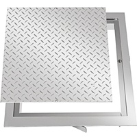 Recessed Manhole Cover 60 x 60 cm Clear Opening, Galvanized Steel Drain Cover Overall Size 67 x 67 cm, Sealed Square Manhole Cover and Frame, Steel Ma