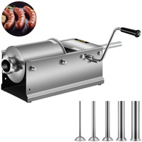 Manual Sausage Stuffer, 3 L / 7 LBS Horizontal Sausage Machine, Dual-Speed Meat Stuffer, Made of Food-Grade 304 Stainless Steel, Includes 5 Stuffing T