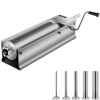 Manual Sausage Stuffer, 7 L / 15 LBS Horizontal Sausage Machine, Dual-Speed Meat Stuffer, Made of Food-Grade 304 Stainless Steel, Includes 5 Stuffing 