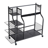 Golf Storage Garage Organizer, 2 Golf Bag Stand Holder and Other Sports Equipment Storage Rack, Rolling Ball Cart on Wheels, Outdoor Sport Gear and To