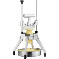 Commercial Vegetable Fruit Chopper, Stainless Steel French Fry Cutter with 4 Blades 1/4" 3/8" 1/2", 6-wedge Slicer, Chopper Dicer with Tray, Heavy Dut