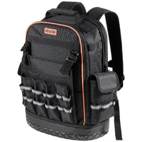 Tool Backpack, 64 Pockets, Heavy-duty Tools Storage Organizer Work Bags with Laptop Compartment & Molded Base, Electrician Jobsite Backpack for Electr