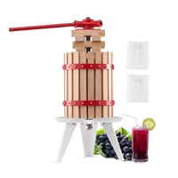1.6 Gal/6L Fruit Wine Press, Solid Wood Basket with 8 Blocks, Heavy Duty Manual Juice Maker, Cider Apple Grape Tincture Honey Olive Oil Making Press w