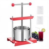 0.8 Gal/3L Fruit Wine Press, 2 Stainless Steel Barrels, Manual Juice Maker, Cider Apple Grape Tincture Honey Olive Oil Making Press with T-Handle for 
