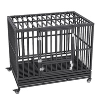 47 Inch Heavy Duty Dog Crate, Indestructible Dog Crate, 3-Door Heavy Duty Dog Kennel for Medium to Large Dogs with Lockable Wheels and Removable Tray,