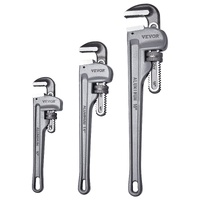 3-Piece Pipe Wrench Set, 10" 14" 18" Aluminum Straight Pipe Wrench, Adjustable Plumbing Wrench, with High Strength Jaw and Ergonomic Handle, Hangable 