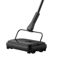 Carpet Sweeper, 200 mm Sweeping Paths, Floor Sweeper Manual Non Electric, 300 ml Dustbin Capacity with Comb for Home Office Rugs Hardwood Surfaces Woo