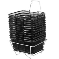 Shopping Baskets with Handles, 12PCS, Black Metal Shopping Basket, Portable Wire Shopping Basket, Black Wire Mesh shopping Basket Set for Supermarkets