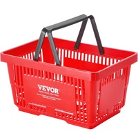 Shopping Basket, Set of 12, 24L Durable Plastic Grocery Basket with Handle and Stand, 425 x 295 x 225 mm Portable Shop Basket Bulk Used for Retail Sto