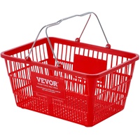 Shopping Basket, Set of 12, 21L Durable Plastic Grocery Basket with Metal Handle and Stand, 425 x 305 x 218 mm Portable Shop Basket Bulk Used for Reta