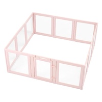 Dog Whelping Box, 1.54x1.5x0.6 m, Transparent Plastic Dog Whelping Pen for Large Sized Dogs, Waterproof Puppy Playpen with Windows & Door Lock, Easy t