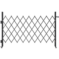 Single Folding Security Gate, Lockable Scissor Gate with 360 degree Swivel Casters, Outdoor Barricade Steel Retractable Gates, for Entry Security, Gar