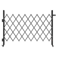 Single Folding Security Gate, Lockable Scissor Gate with 360 degree Swivel Casters, Outdoor Barricade Steel Retractable Gates, for Entry Security, Gar