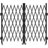 Double Folding Security Gate, Lockable Scissor Gate with 360 degree Swivel Casters, Outdoor Barricade Steel Retractable Gates, for Entry Security, Gar