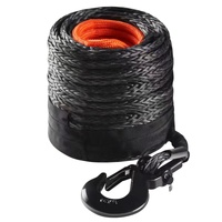 Synthetic Winch Rope, 9.5 mm x 30.5 m, 117.9 kN, Synthetic Winch Line Cable Rope with Protective Sleeve + Forged Winch Hook + Pull Strap, Universal Fi
