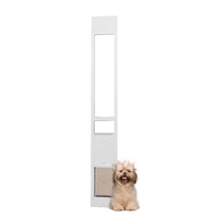 Dog Door for Sliding Glass Door, 75 7/8"-80 11/16" Adjustable Height Doggy Door for Sliding Doors, Aluminum Frame Tempered Glass Pet Door with Hinge S