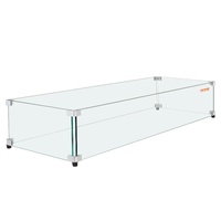 Glass Wind Guard for Rectangular Fire Pit Table 924 x 417 x 191 mm, 8mm Thick and Sturdy Tempered Glass Panel with Hard Aluminum Corner Bracket & Rubb