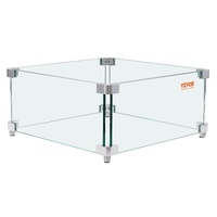 Gas Fire Pit Wind Guard for Square Fire Table, 380 x 380 x 180 mm Clear Tempered Wind Guard for Firepits, 8mm Thick Square Glass Shield, Glass Panel w