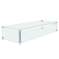 Gas Fire Pit Wind Guard for Square Fire Table, 595 x 190 x 165 mm Clear Tempered Wind Guard for Firepits, 8mm Thick Square Glass Shield, Glass Panel w