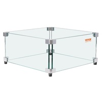 Gas Fire Pit Wind Guard for Square Fire Table, 493 x 493 x 191 mm Clear Tempered Wind Guard for Firepits, 8mm Thick Square Glass Shield, Glass Panel w
