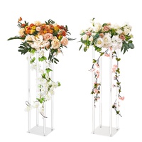 2PCS 31.5inch/80cm High Wedding Flower Stand, With Acrylic Laminate,Acrylic Vase Column Geometric Centerpiece Stands, Floral Display Rack for T-Stage 