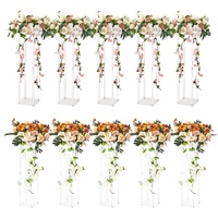 10PCS 23.6inch/60cm High Wedding Flower Stand, With Acrylic Laminate,Acrylic Vase Column Geometric Centerpiece Stands, Floral Display Rack for T-Stage